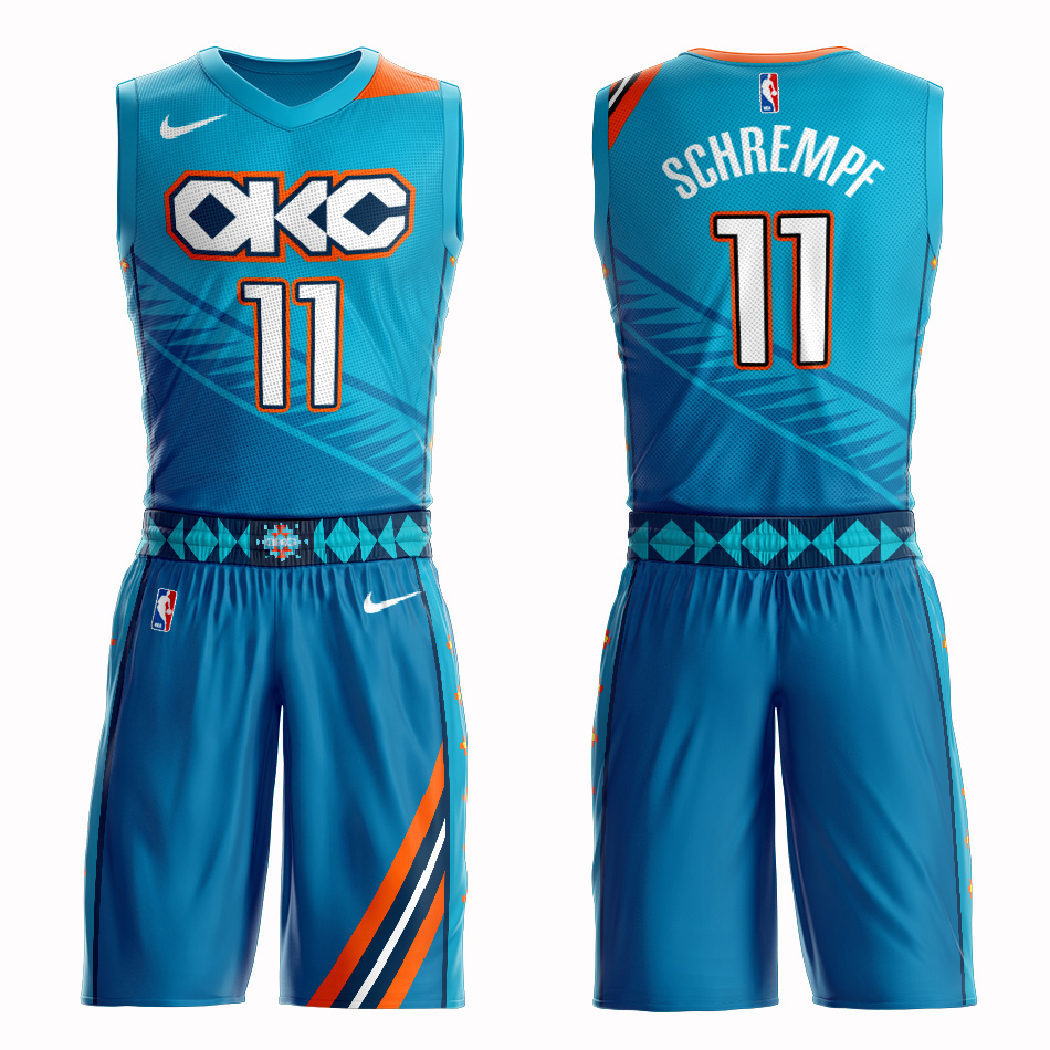 Customized 2019 Men Oklahoma City Thunder #11 Schrempf blue NBA Nike jersey->phoenix suns->NBA Jersey